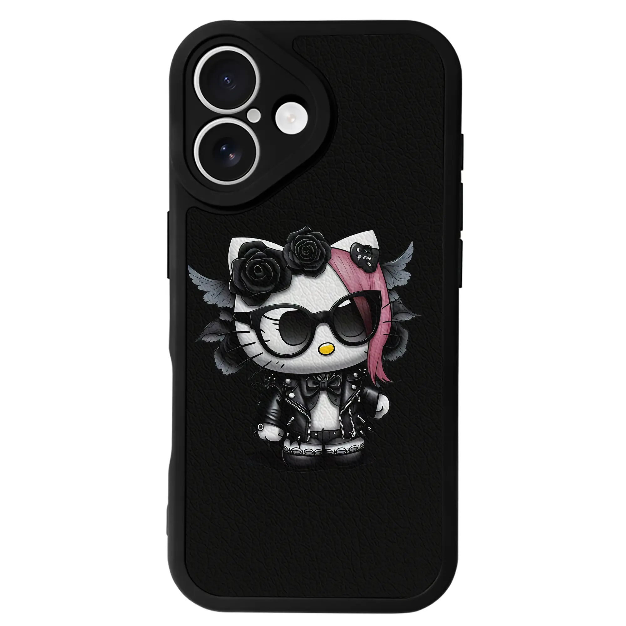 サンリオ グッズ,ハローキティ - IPhone 16シリーズ対応 ・ シリコンスマホケース ・ レザー調 ・ 高精度フィット ・ 耐衝撃 ・ ワイヤレス充電対応 ・ 精密カット